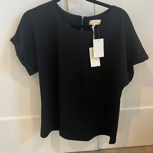 NWT Black cuff zipper back short sleeve shirt